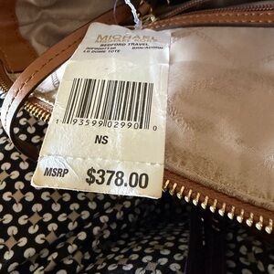 Michael Kors Brown Acorn Leather Tote with Gold Hardware